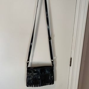 GoGoVoyage patent leather fringe crossbody